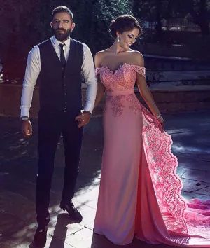 Unique Chiffon Lace Sweetheart Long Prom Dresses, Bridesmaid Dress