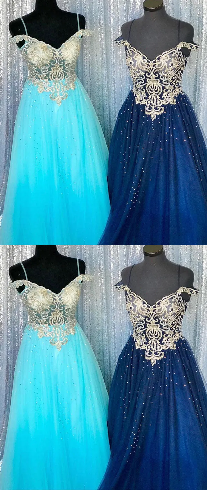 Unique off shoulder tulle long prom dress, tulle evening dress