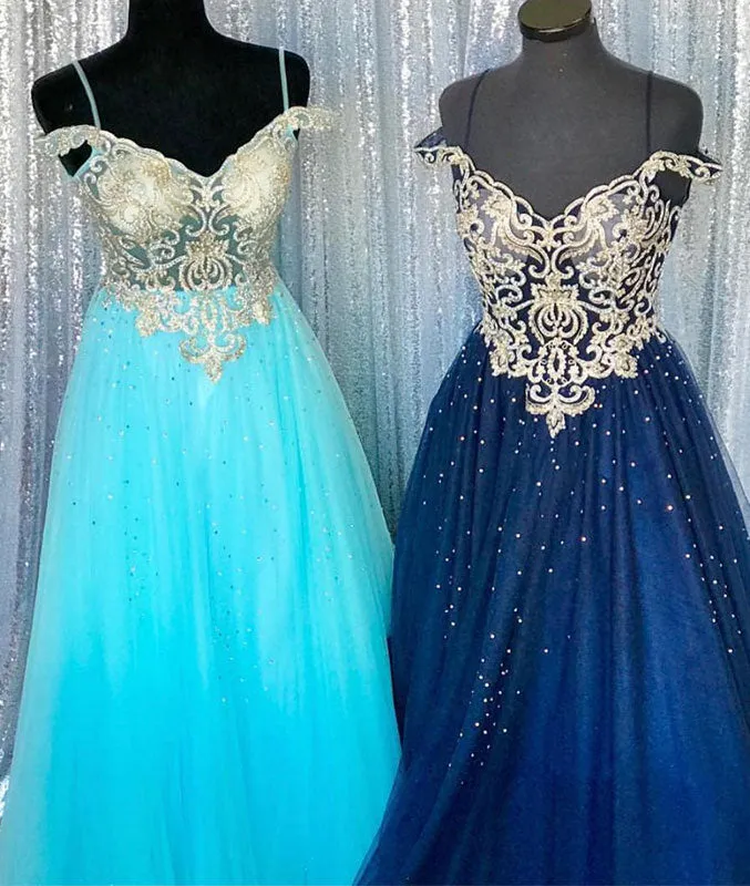 Unique off shoulder tulle long prom dress, tulle evening dress