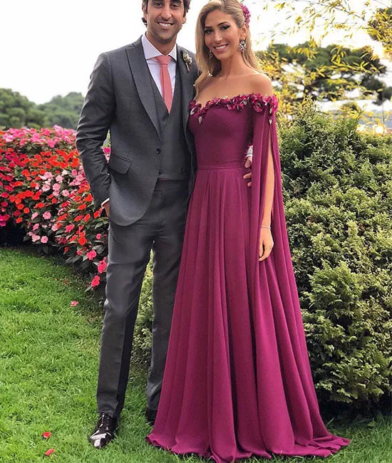 Unique sweetheart chiffon long prom dress, chiffon evening dress