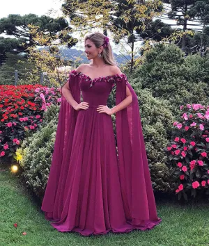 Unique sweetheart chiffon long prom dress, chiffon evening dress