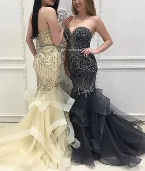 Unique sweetheart neck mermaid long prom dress, evening dress