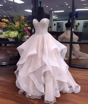 Unique sweetheart sequin flouncing long prom dress, sequin evening dress