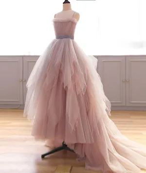 Unique tulle long prom dress, tulle long evening dress
