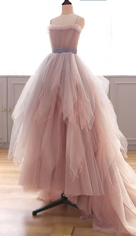 Unique tulle long prom dress, tulle long evening dress