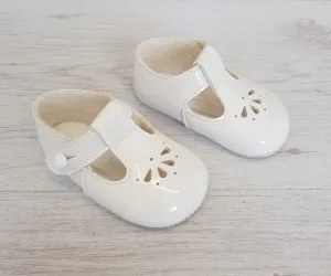 Unisex white patent soft sole shoes