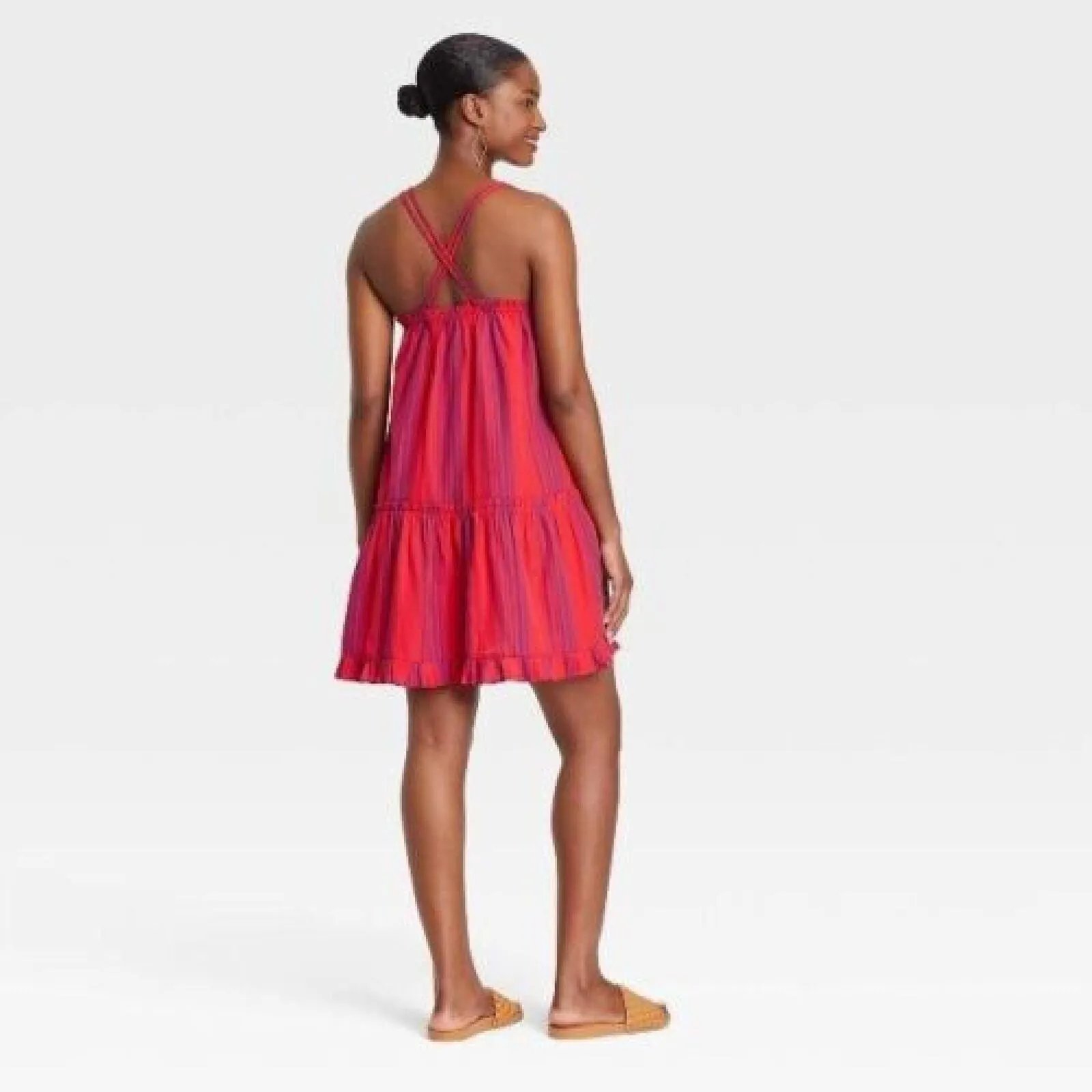 Universal Thread Womens Ruffle Mini Crossback Dress Red L