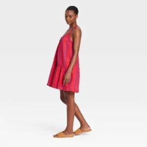 Universal Thread Womens Ruffle Mini Crossback Dress Red L