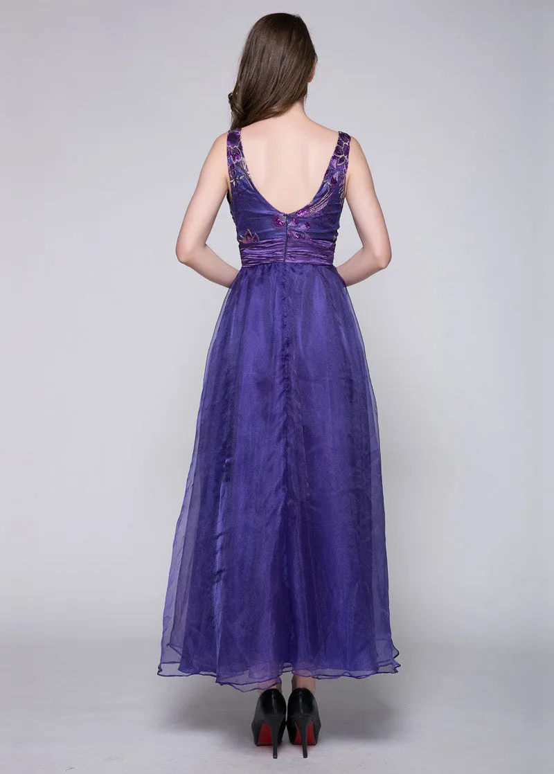 V-Neck Neckline A-Line Evening Dress