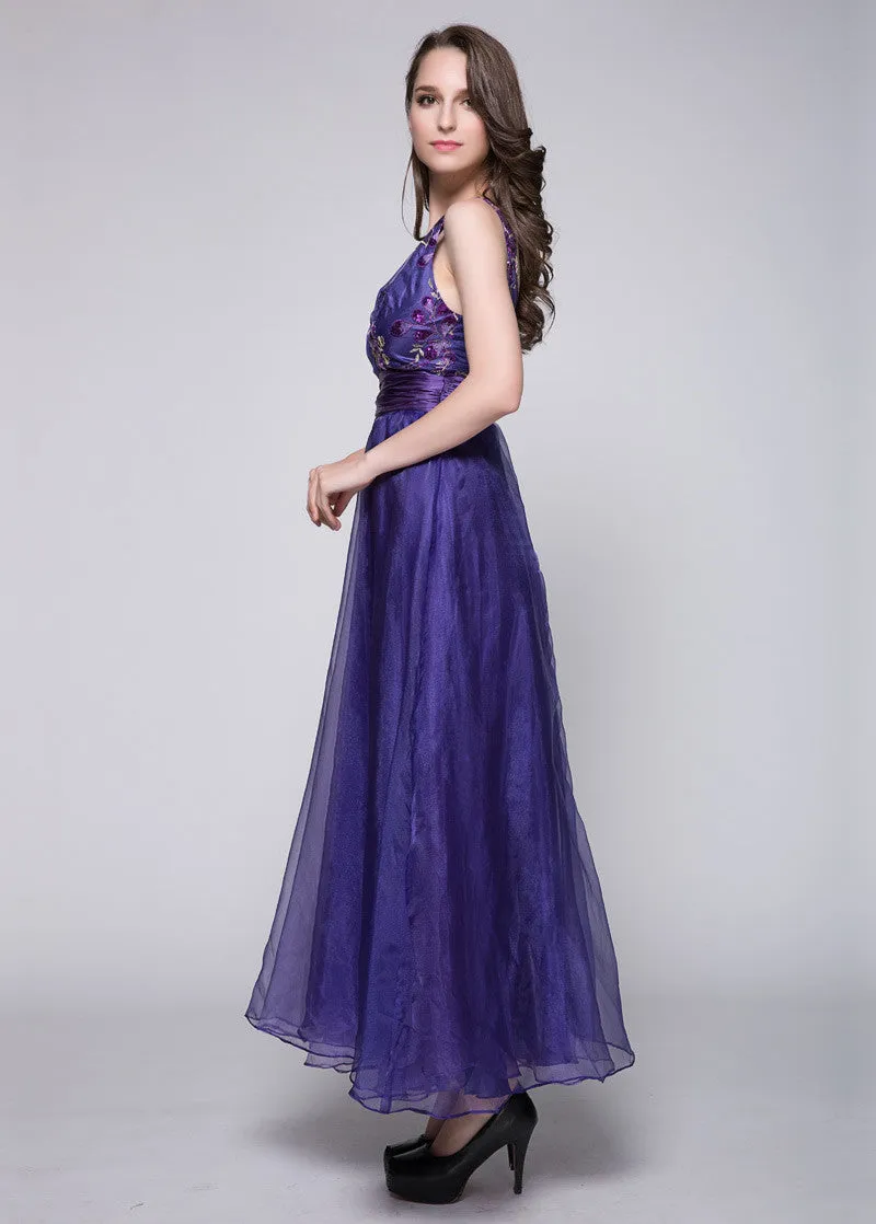 V-Neck Neckline A-Line Evening Dress
