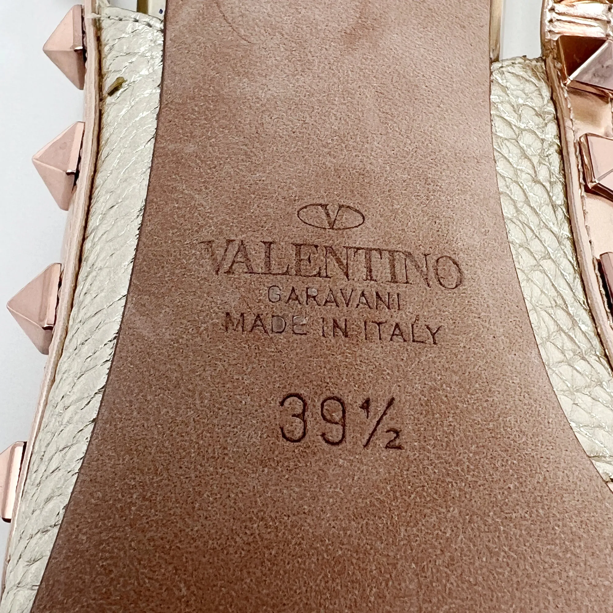 Valentino Garavani Rockstud 100 Gold/ Rose Gold Multistrap Pointed Pumps Heels Size EU 39.5