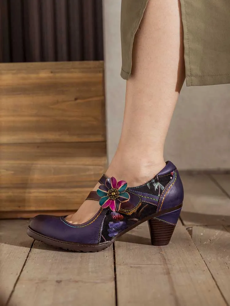 Veda Hand Embossed Leather Shoes