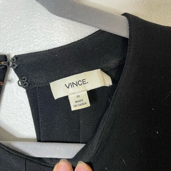 Vince Black Silk Lined Cut out back detailed Mini Career shift Dress 10 Pockets
