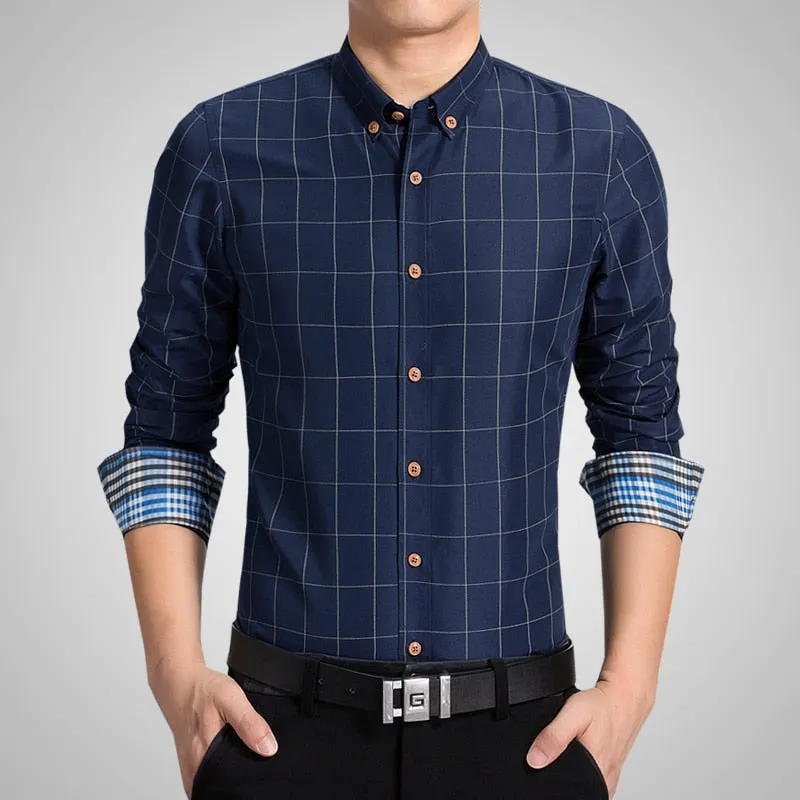 West Louis™ Plaid Formal Business Dress Shirt