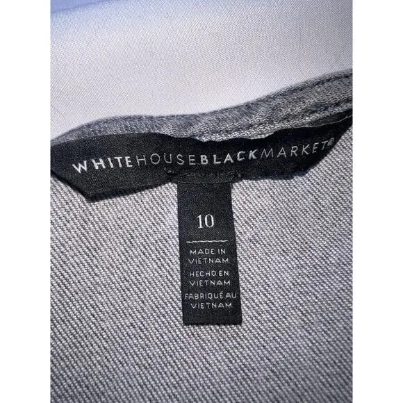WHBM Denim Dress Size 10 Gray Acid Wash Snap Button Front Belt Cap Sleeves Mini