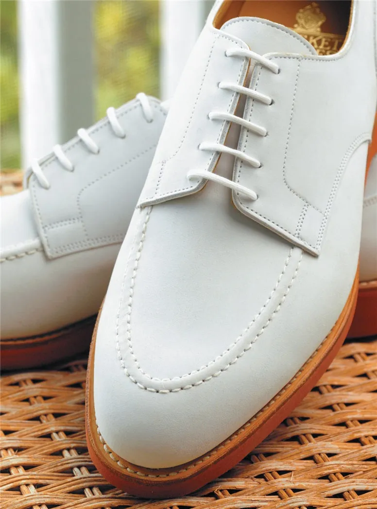 White Buck Onslow Derby Shoes-Formal Shoes