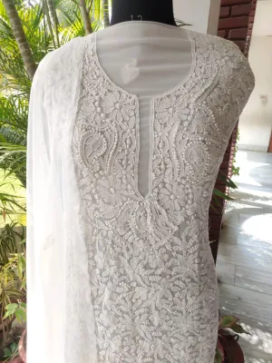 White Georgette Chikankari Salwar Suit