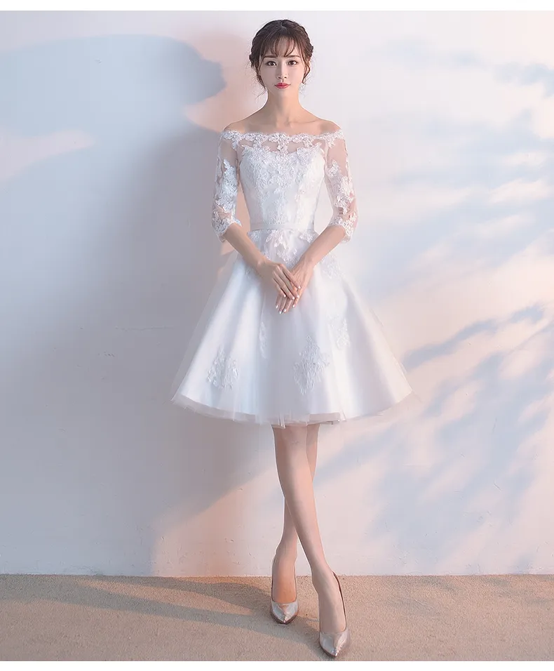 White Lace Short Sleeves Homecoming Dress Party Dress, White Formal Dress Prom Dress