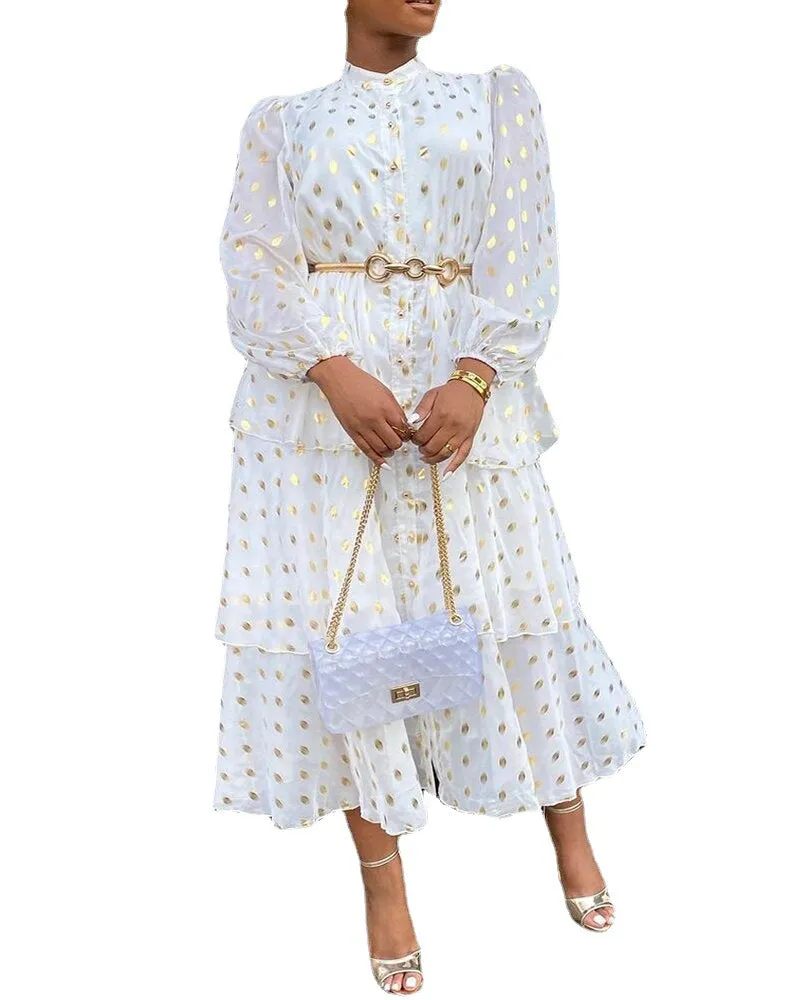 White Long Sleeve Commuter Dress