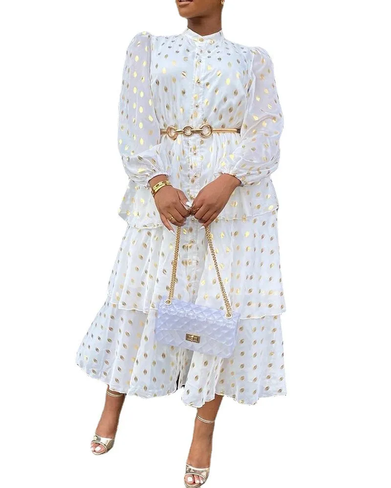 White Long Sleeve Commuter Dress