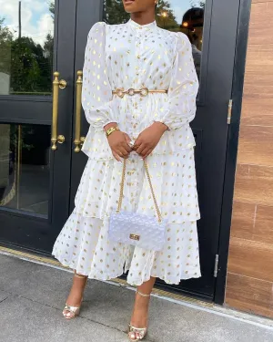 White Long Sleeve Commuter Dress