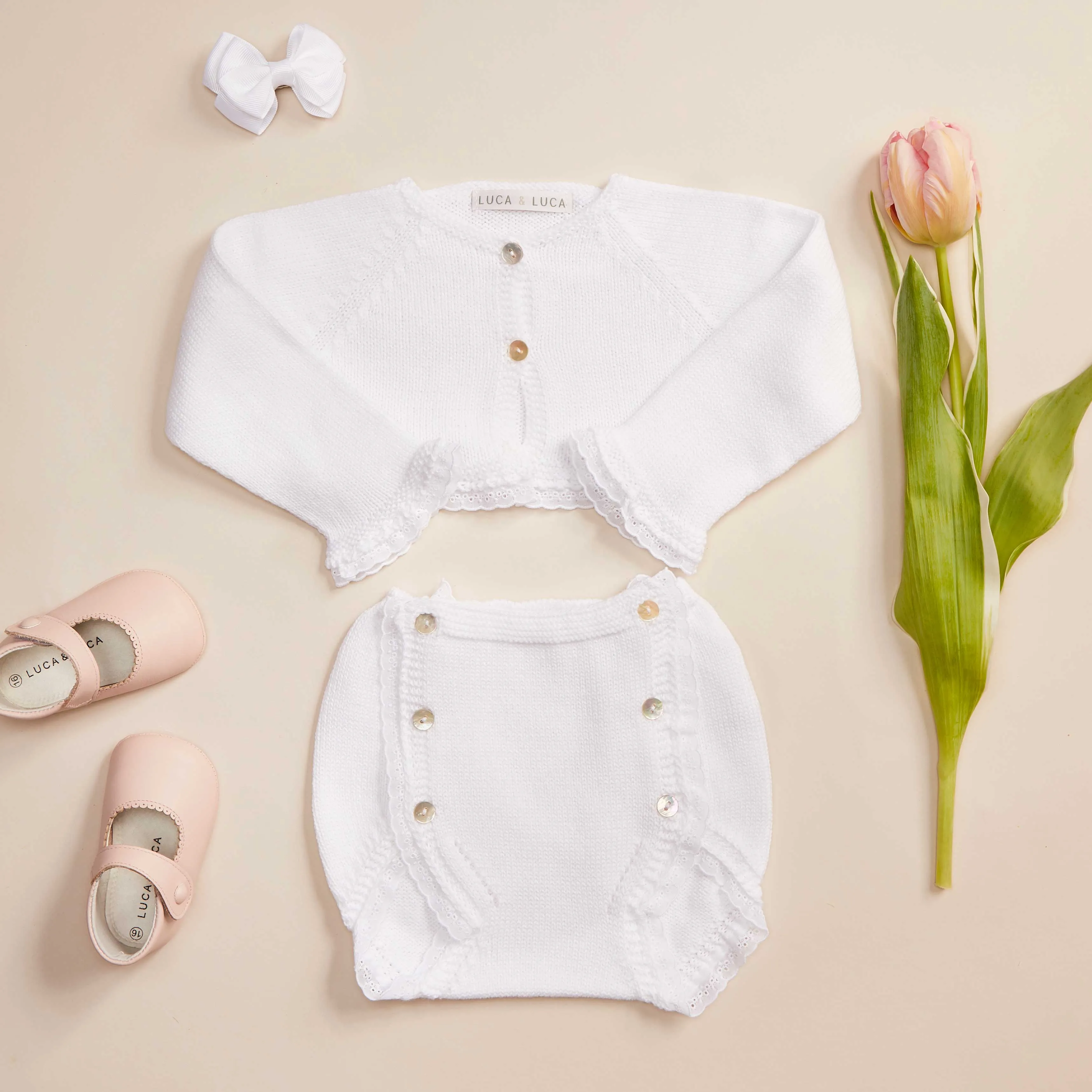 WHITE LUCILE BABY SET
