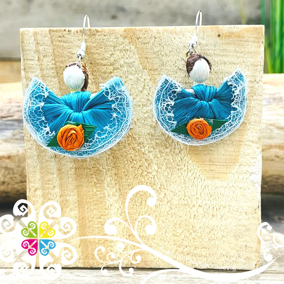Wide Skirt Doll Earrings - Corn Husk Earrings