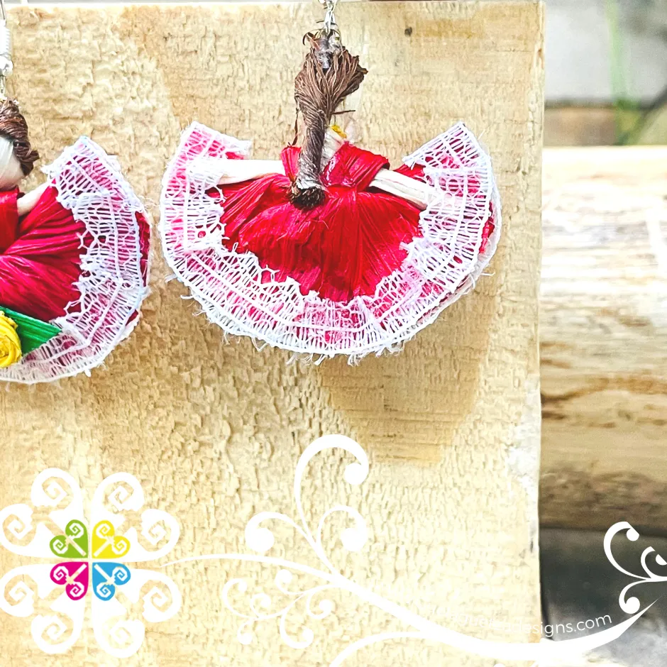 Wide Skirt Doll Earrings - Corn Husk Earrings
