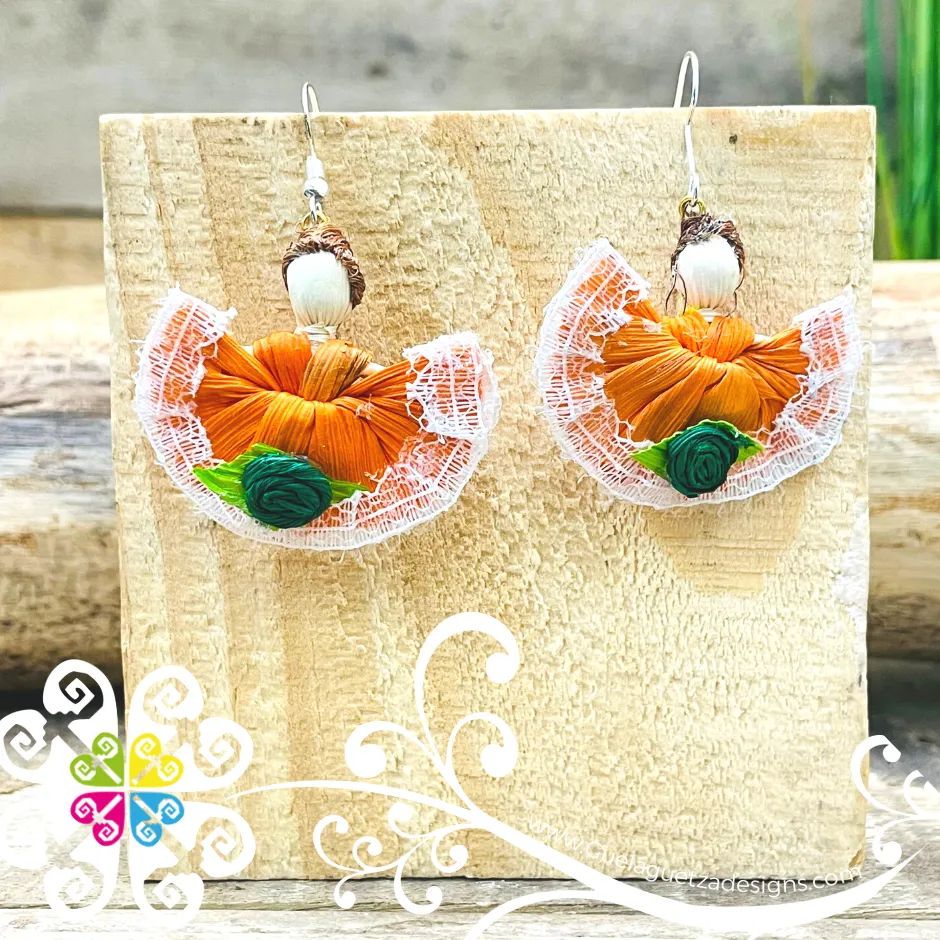 Wide Skirt Doll Earrings - Corn Husk Earrings