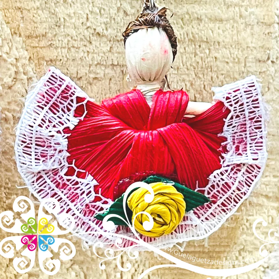 Wide Skirt Doll Earrings - Corn Husk Earrings