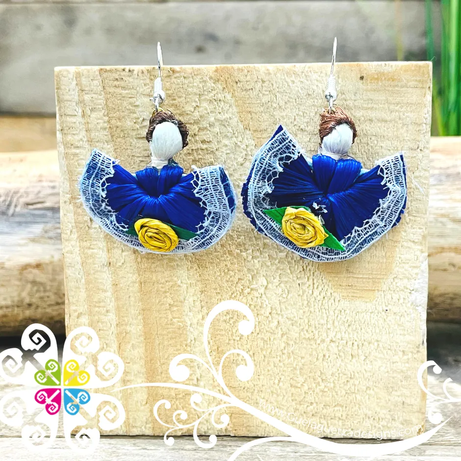 Wide Skirt Doll Earrings - Corn Husk Earrings