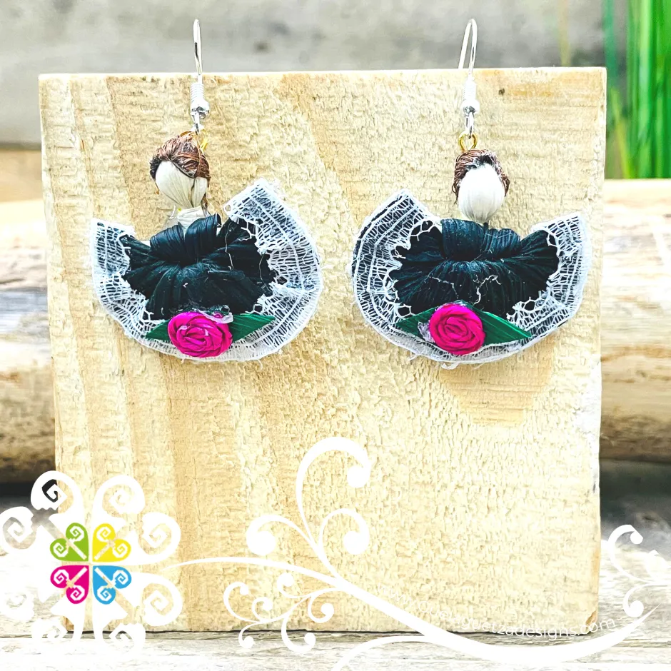Wide Skirt Doll Earrings - Corn Husk Earrings