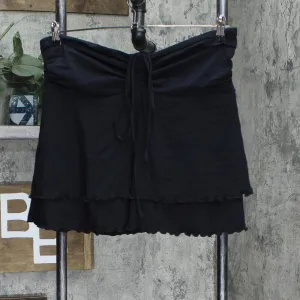 Wild Fable Womens Ruched Tie Front Strapless Blouse Shirt Top Black XL