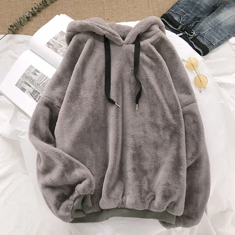 Winter Coats Sweet Hooded Women  Loose Casual Warm Hoodies