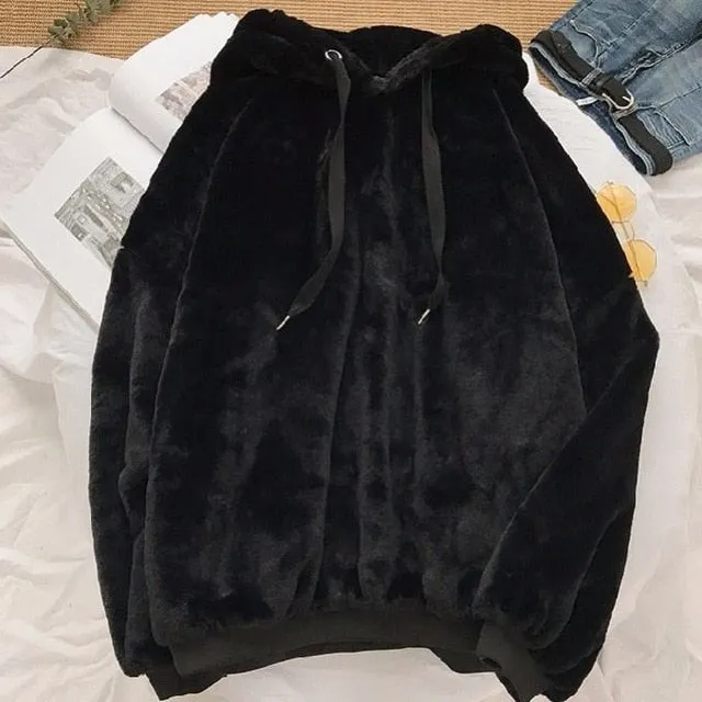 Winter Coats Sweet Hooded Women  Loose Casual Warm Hoodies