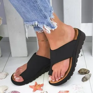 Women  Leather Shoes   Flat Sole Lady Casual Soft  Toe Foot Correction Sandal