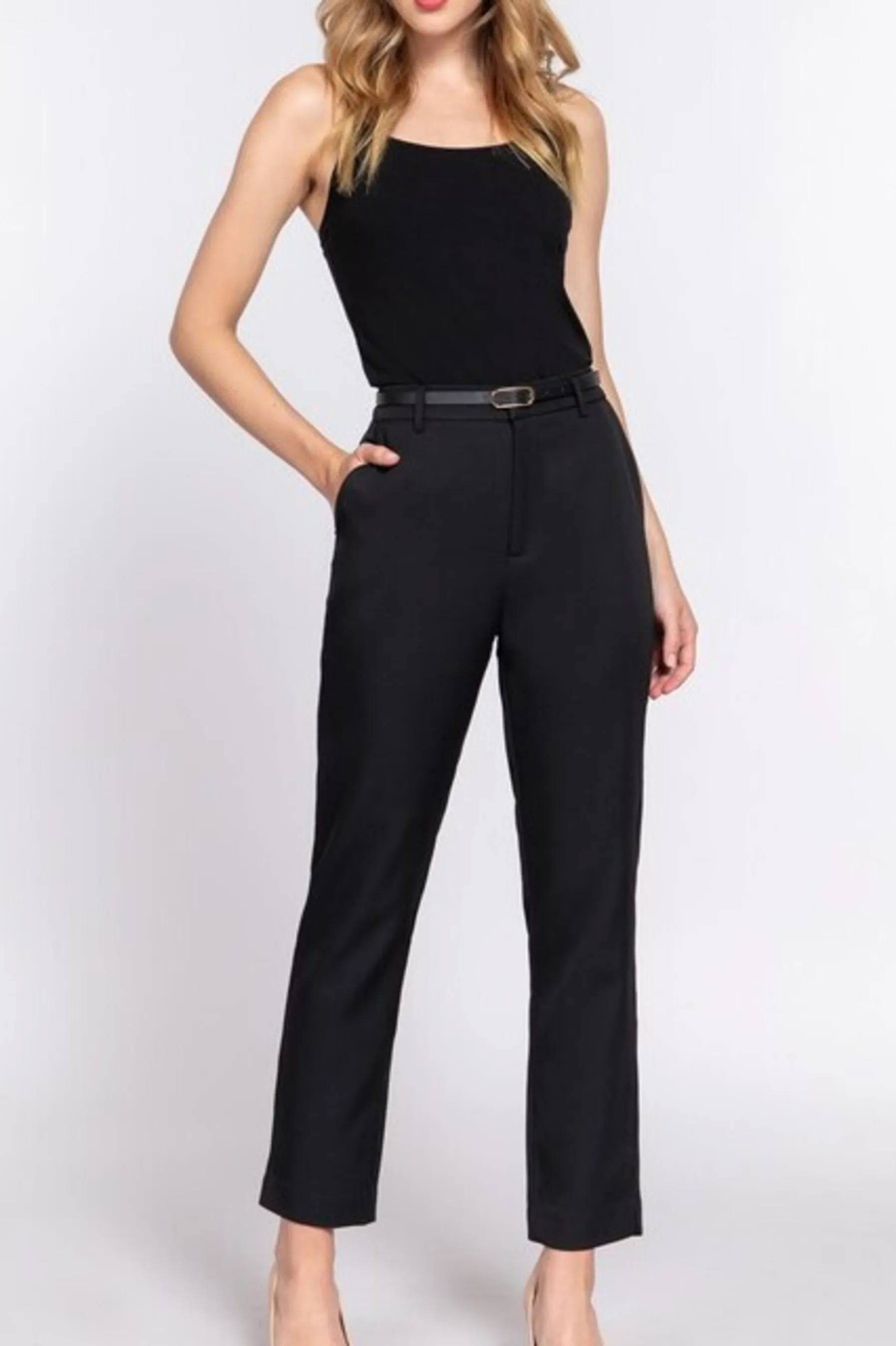 Women's Classic woven pants with belt