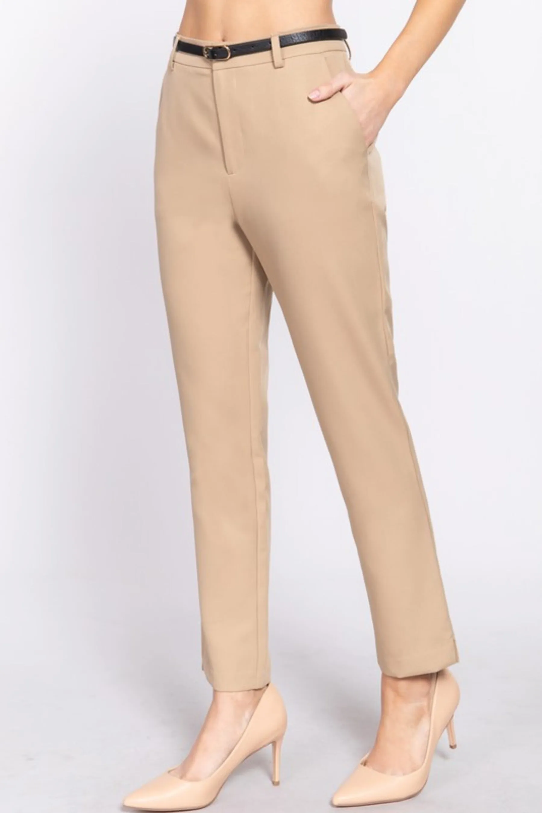 Women's Classic woven pants with belt