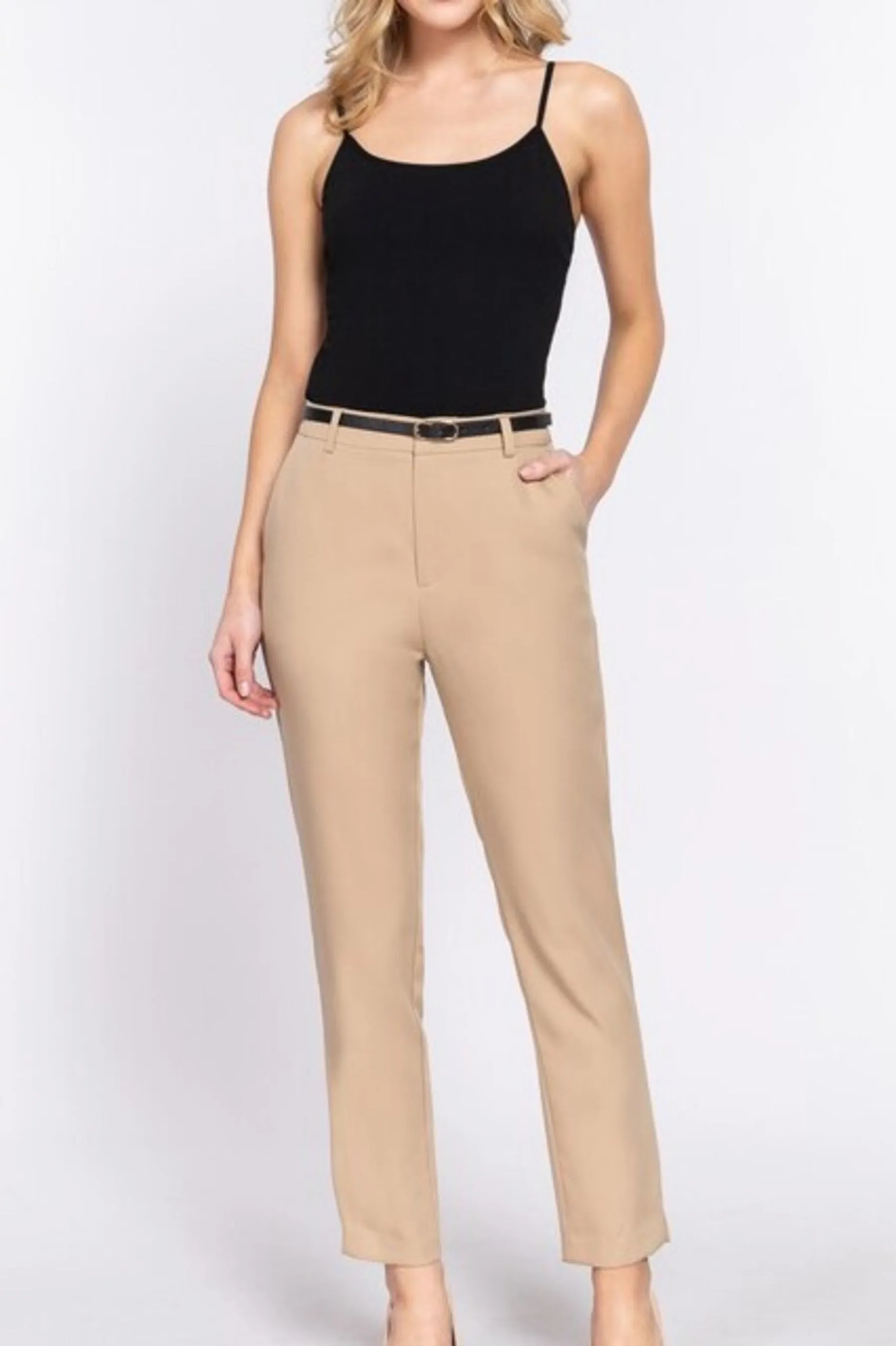 Women's Classic woven pants with belt