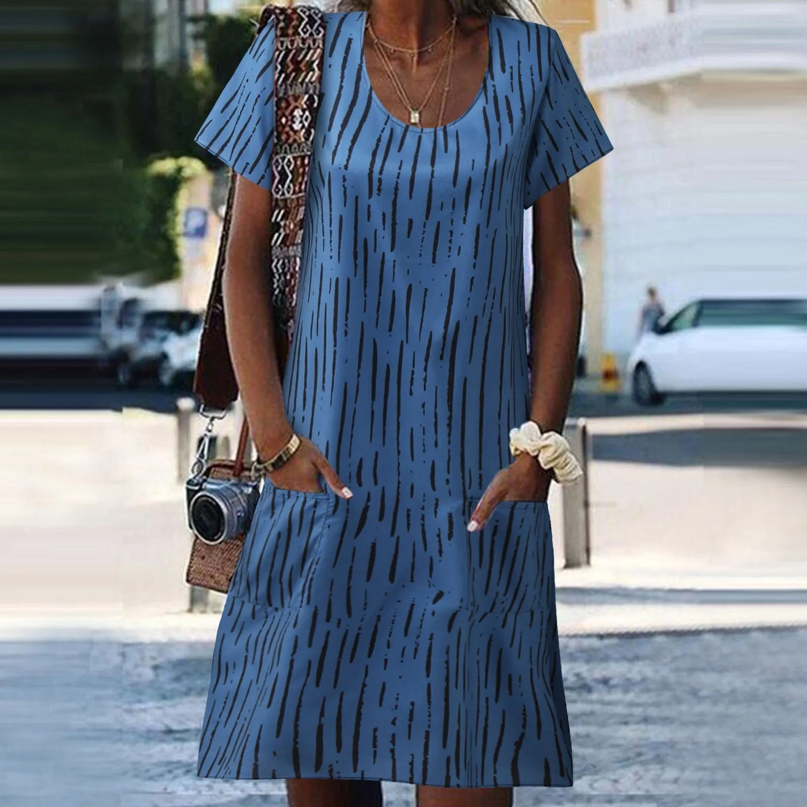 Women's Fashion Simple Casual Plus Size T-Shirt Dress