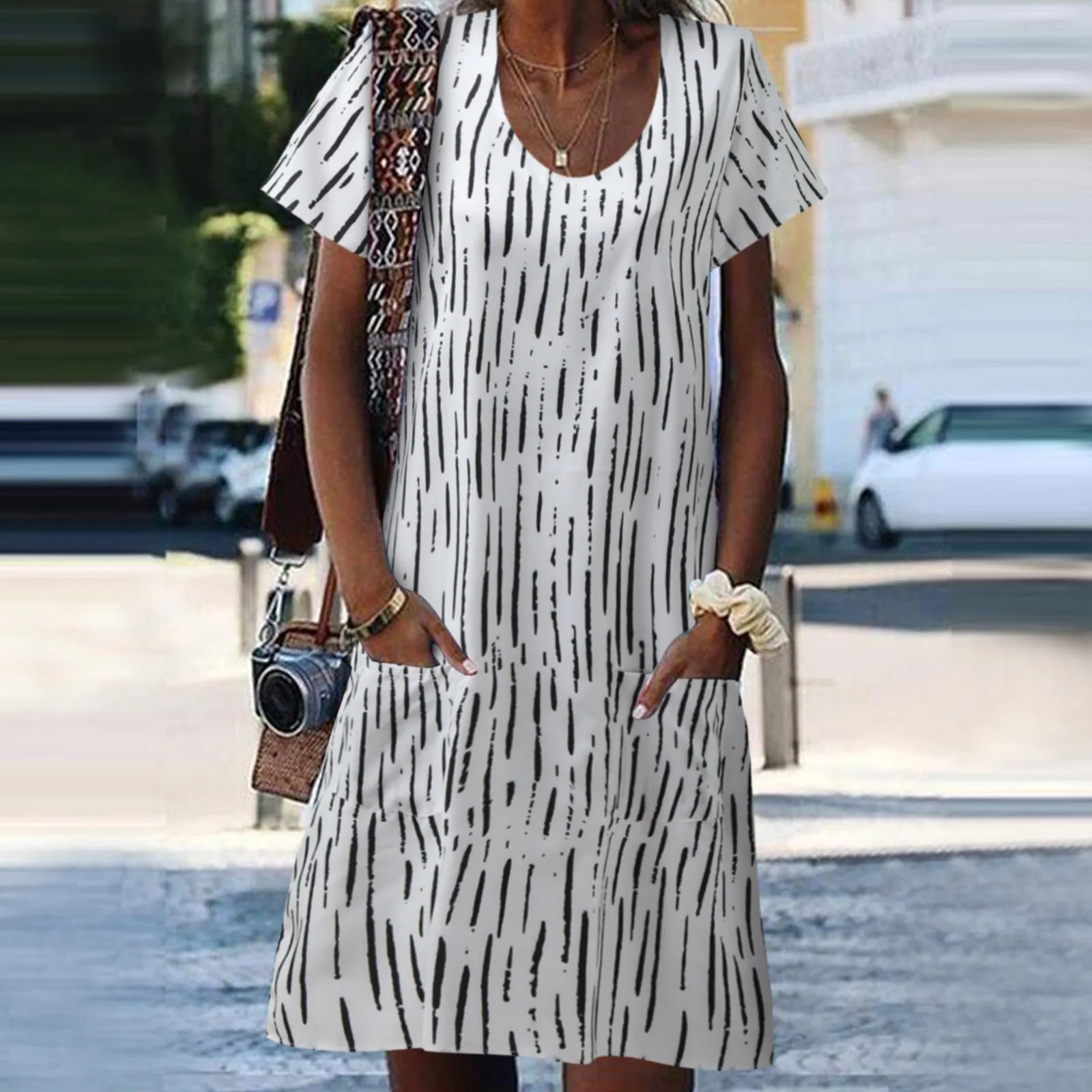 Women's Fashion Simple Casual Plus Size T-Shirt Dress