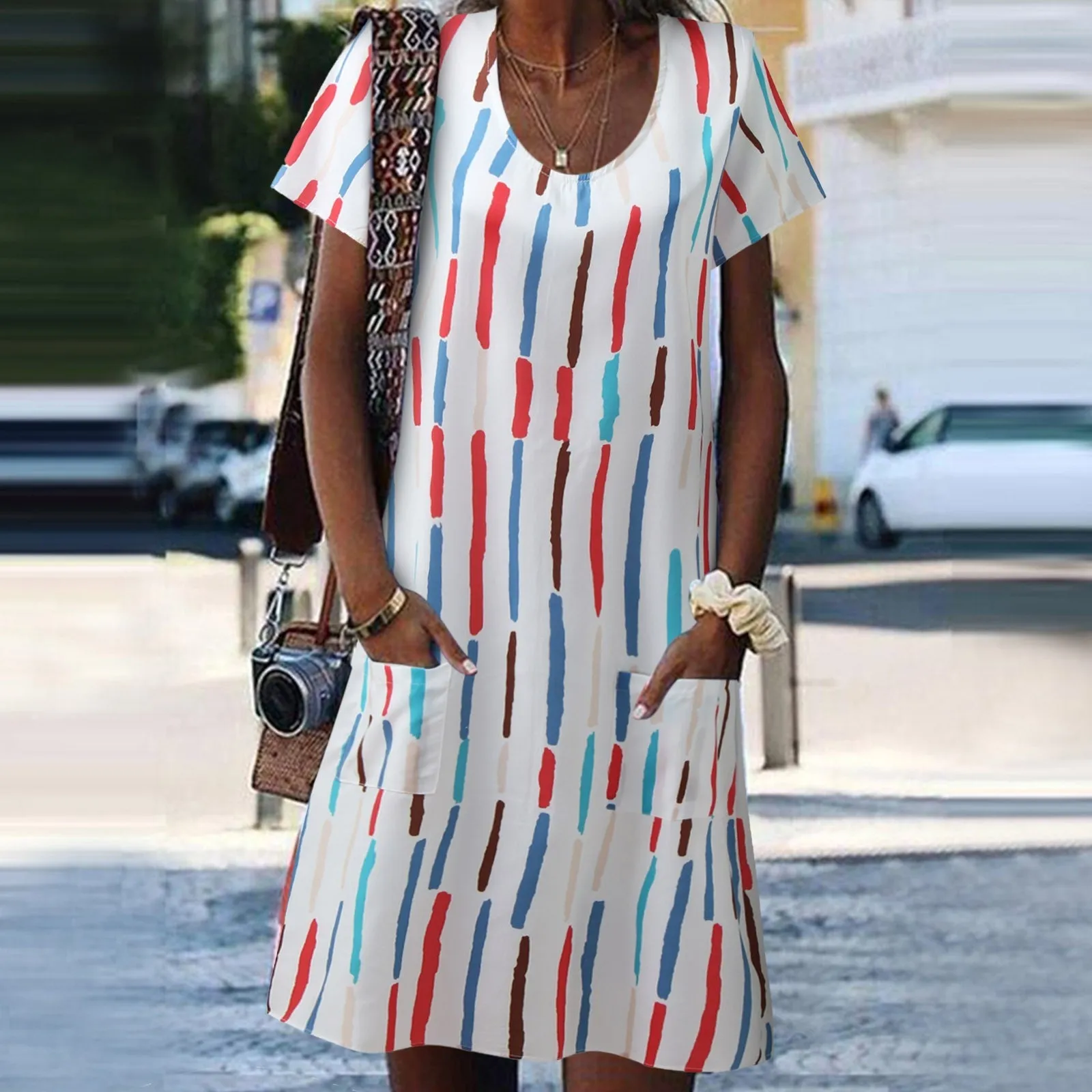 Women's Fashion Simple Casual Plus Size T-Shirt Dress