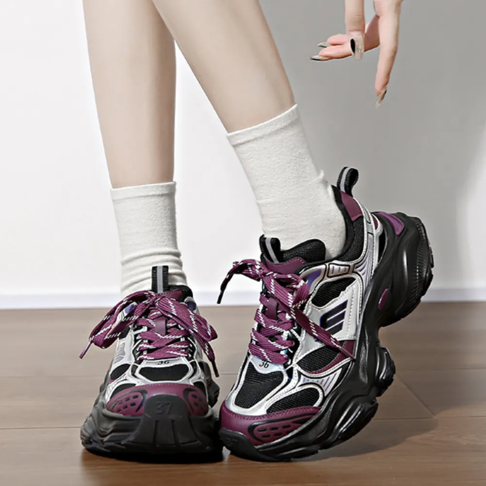 Women's High Street Stitched Thick Soled Casual Shoes