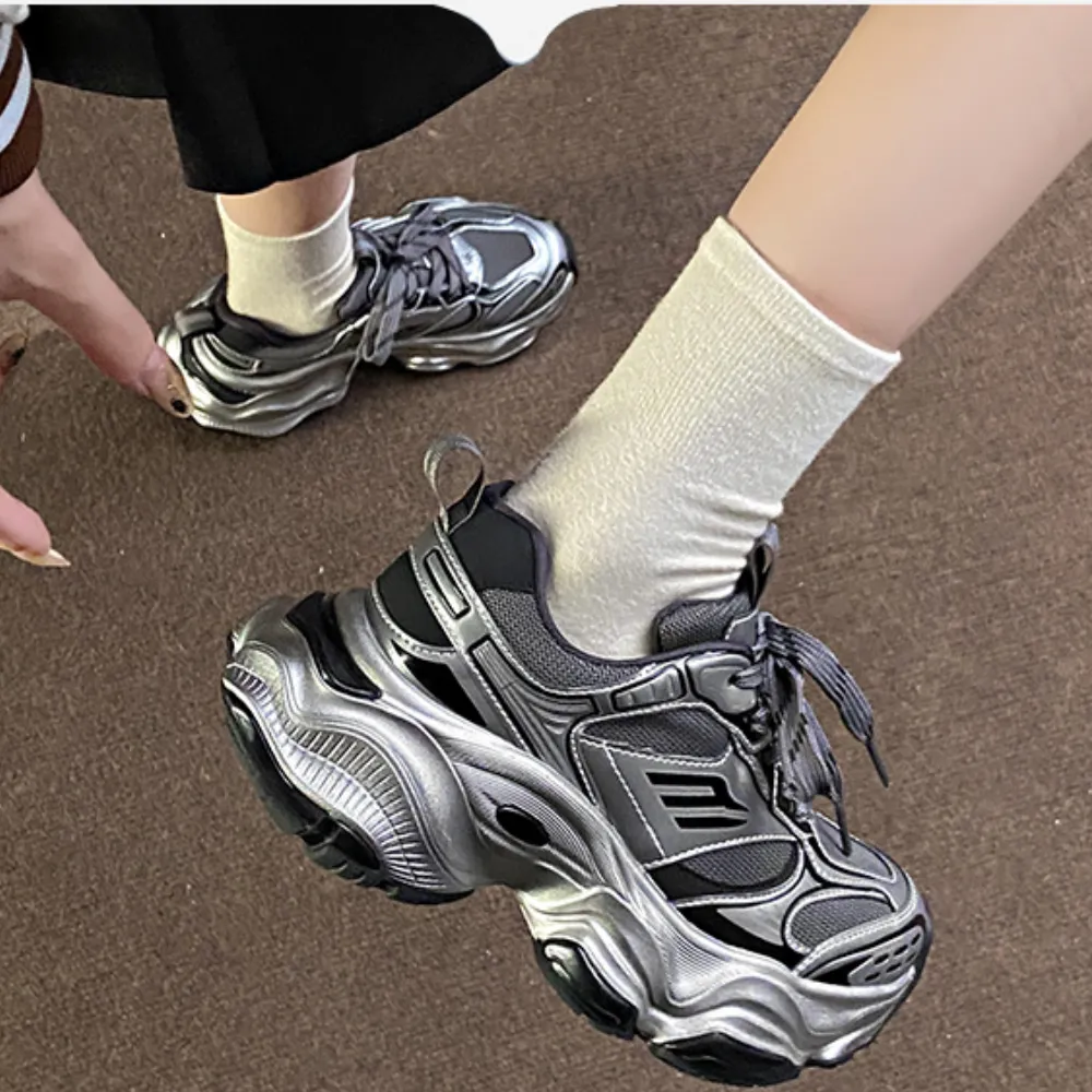 Women's High Street Stitched Thick Soled Casual Shoes