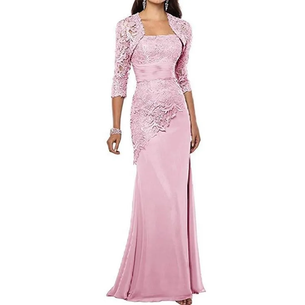 Womens Lace Wedding Bridesmaid Dress Formal Gowns with Jacket