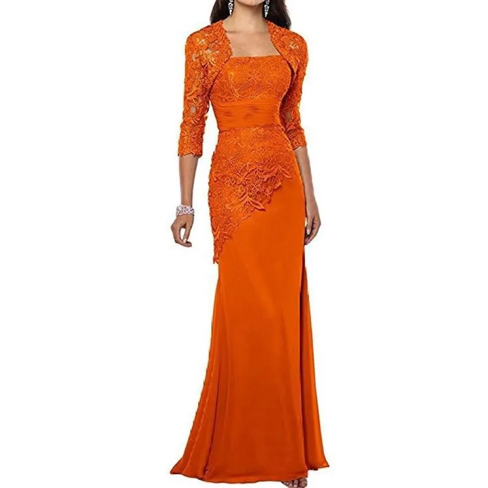Womens Lace Wedding Bridesmaid Dress Formal Gowns with Jacket