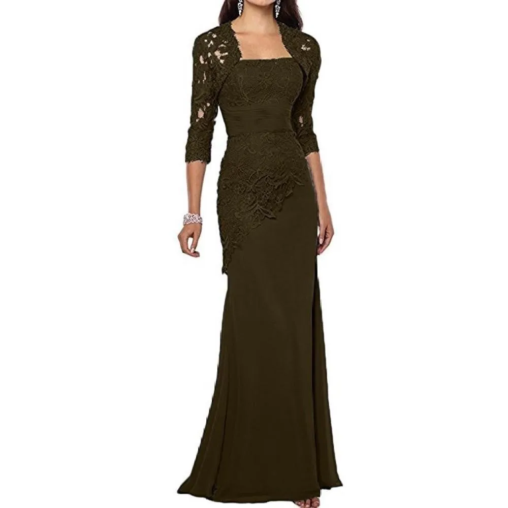 Womens Lace Wedding Bridesmaid Dress Formal Gowns with Jacket