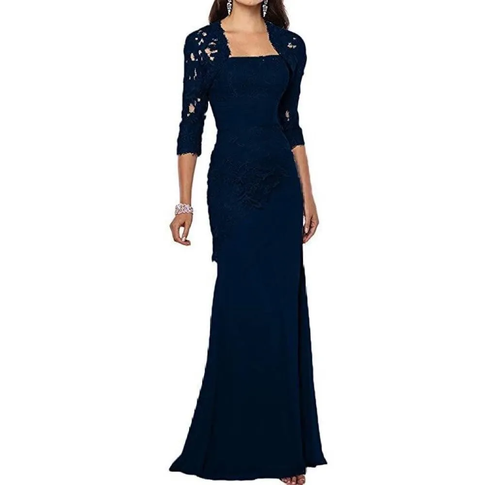 Womens Lace Wedding Bridesmaid Dress Formal Gowns with Jacket