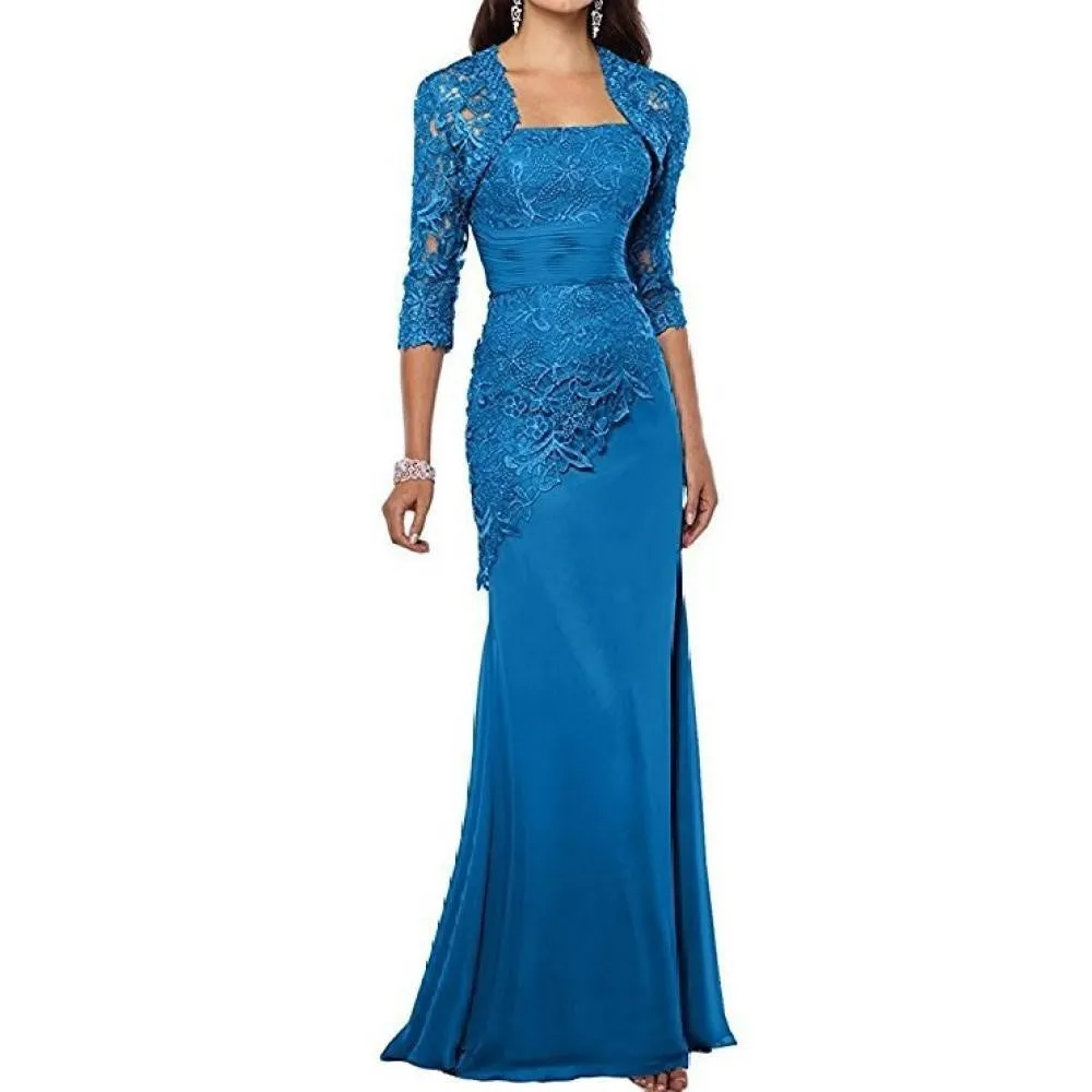 Womens Lace Wedding Bridesmaid Dress Formal Gowns with Jacket