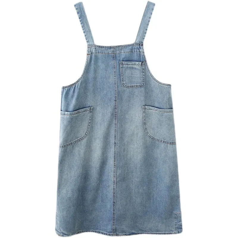 Women's New Loose Large Size Denim Suspender Dress